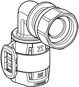 Picture of Geberit FlowFit Übergangsbogen 90° mit Überwurfmutter d16mm 1/2", Art.Nr. :620.686.00.1