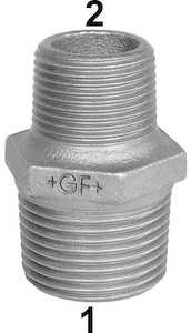 Picture of +GF+ 245 Doppelnippel, reduziert, ISO/EN N8, Dim. (1-2): 3/8" ‑ 1/8, Art.Nr.: 770245116