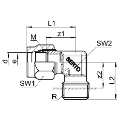 Picture of SERTO Winkel-Einschraubverschraubungen SERTO SO 42421 mit Aussengewinde, M-Programm, Messing Grösse: 6 ‑ 1/8, Art.Nr. :  018.2401.100
