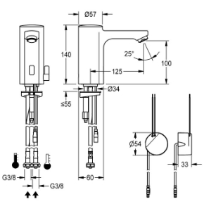 Picture of KWC F5E-Mix F5EM1009 Elektronik-Standbatterie mit Rückflussverhinderer:ja, Berechnungsdurchfluss Trinkwasser:0.07 l/s, Berechnungsdurchfluss Warmwasser:0.07 l/s, Art.Nr. : 2030039432