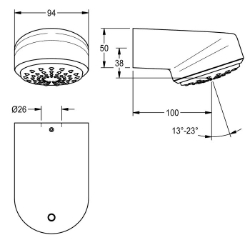 Picture of KWC AQUAJET-Comfort SHAC0011 Duschkopf Nennweite:DN 15, Einstellbarer Neigungswinkel:ja, Art:Duschkopf, Art.Nr. : 2030054254