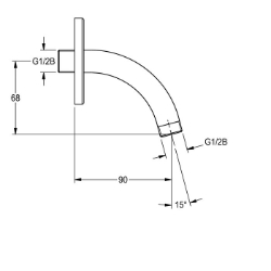 Picture of KWC ZAQUA033 Wandarm Nennweite:DN 15, Oberflächenmaterial:Chrom, Art:Wandarm, Art.Nr. : 2000100914