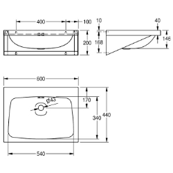 Picture of KWC ANIMA WT600A Waschtisch Beckenposition:mittig, Becken: Höhe:146 mm, Oberflächenbehandlung des Beckens:seidenmatt, Art.Nr. : 203.0000.155