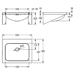 Picture of KWC ANIMA WT500A Waschtisch Beckenposition:mittig, Becken: Höhe:141 mm, Oberflächenbehandlung des Beckens:seidenmatt, Art.Nr. : 203.0000.154