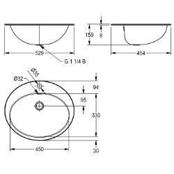 Picture of KWC RONDO RNDH451-O Einlege-u. Unterbaubecken oval Beckenposition:mittig, Becken: Höhe:159 mm, Oberflächenbehandlung des Beckens:hochglanzpoliert, Art.Nr. : 2000056717