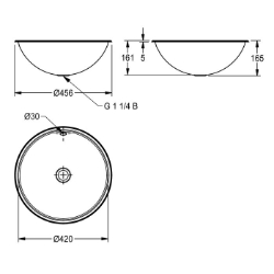 Picture of KWC RONDO RNDX420 Einlege- und Unterbau-Rundbecken Beckenposition:mittig, Becken: Höhe:160 mm, Oberflächenbehandlung des Beckens:seidenmatt, Art.Nr. : 2000056537