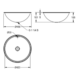Picture of KWC RONDO RNDH420 Einlege- und Unterbau-Rundbecken Beckenposition:mittig, Becken: Höhe:160 mm, Oberflächenbehandlung des Beckens:hochglanzpoliert, Art.Nr. : 2000056536