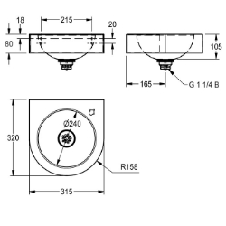 Picture of KWC ANIMA ANMX34L Wandtrinkbrunnen Becken: Höhe:105 mm, Becken: Tiefe:240 mm, Becken: Breite:240 mm, Art.Nr. : 213.0649.012
