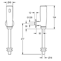 Picture of KWC F3E F3EF3001 Urinalspülarmatur Voreinstellung Hygienespülung:24 Stunden nach der letzten Betätigung, Funktionsprinzip:elektronisch selbstschließend, Hygienespülung:ja, Art.Nr. : 2030072417