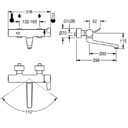 Picture of KWC F4ET-Med F4ET1002 Elektronik-Thermostatbatterie mit Rückflussverhinderer:ja, A3000 open-kompatibel:nein, Voreinstellung Hygienespülung:24 Stunden nach der letzten Betätigung, Art.Nr. : 2030072425
