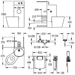 Picture of KWC HEAVY-DUTY HDTX806L Kombi-Unit Gehäusebreite:390 mm, Revisionstür-Paneel:nein, Bodenbefestigungsplatte:nein, Art.Nr. : 2000100956