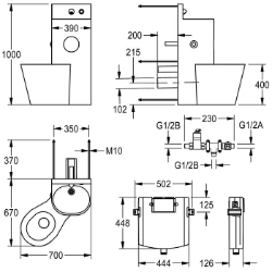 Bild von KWC HDTX805L Kombi-Unit Gehäusebreite:390 mm, Revisionstür-Paneel:ja, Bodenbefestigungsplatte:nein, Art.Nr. : 2000100953