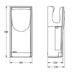 Picture of KWC DRYX600 Hands-in Händetrockner Luftgeschwindigkeit:verstellbar, Luftmenge:244 Kubikmeter/Stunde, Eingangsspannung Hz:60 Hertz (1/Sekunde), Art.Nr. : 2030069907