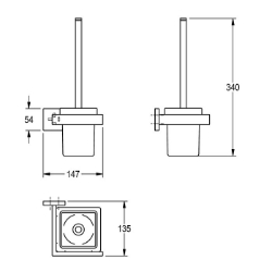 Picture of KWC CUBUS CUBX005HP WC Bürstenhalter Bürstenfarbe:weiss, Material:Edelstahl, Materialtyp:1.4301 Chromnickelstahl V2A, Art.Nr. : 2000106353