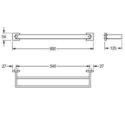 Picture of KWC CUBUS CUBX002HP Doppelhandtuchstange Material:Edelstahl, Materialtyp:1.4301 Chromnickelstahl V2A, Gesamttiefe:125 mm, Art.Nr. : 2000106347
