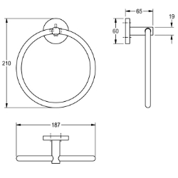 Picture of KWC FIRMUS FIRX104HP Handtuchring Material:Edelstahl, Materialtyp:1.4301 Chromnickelstahl V2A, Gesamttiefe:65 mm, Art.Nr. : 2000106283
