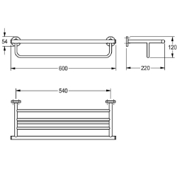 Bild von KWC MEDIUS MEDX012HP Doppelhandtuchablage Material:Edelstahl, Materialtyp:1.4301 Chromnickelstahl V2A, Gesamttiefe:220 mm, Art.Nr. : 2000106257