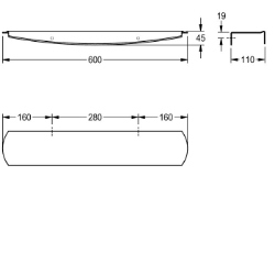 Picture of KWC STRATOS STRX624 Ablage Material:Edelstahl, Materialtyp:1.4301 Chromnickelstahl V2A, Materialstärke:2 mm, Art.Nr. : 2000102701