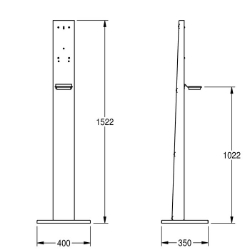 Picture of KWC GLX2020 Standsäule Material:Edelstahl, Materialtyp:1.4301 Chromnickelstahl V2A, Materialstärke:1.5 mm, Art.Nr. : 2030062801