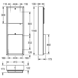 Picture of KWC RODAN RODX617 Papierhandtuch-, Seifenspender- Kombinationsteil 1:Papierhandtuchspender, Kombinationsteil 2:Seifenspender, Kombinationsteil 3:Abfallbehälter, Art.Nr. : 2000101219