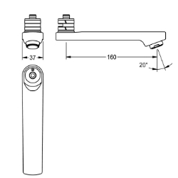 Picture of KWC ASXX1011 Schwenkauslauf, 160 mm Ausladung des Auslaufs:160 mm, Art des Auslaufes:Schwenkauslauf, Volumenstrom bei 3 bar:0.05 l/s, Art.Nr. : 2030049955
