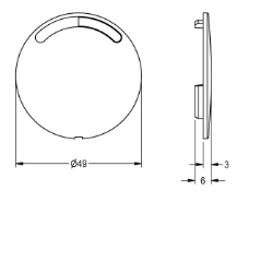 Picture of KWC ASET2005 Abdeckplättchen Gesamttiefe:49 mm, Gesamthöhe:6 mm, Gesamtbreite:49 mm, Art.Nr. : 2030048769