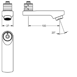 Picture of KWC ASXX1001 Schwenkauslauf, 100 mm Ausladung des Auslaufs:100 mm, Art des Auslaufes:Schwenkauslauf, Volumenstrom bei 3 bar:0.1 l/s, Art.Nr. : 2030032671