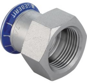 Picture of Geberit - Übergangsstücke GEBERIT MAPRESS Wasser Edelstahl Rostfrei 1.4401 mit Innengewinde, d mm: 15, Rp: 1/2, L cm: 3.7, Z cm: 0.4, Art.Nr. : 31802