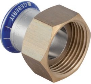 Picture of Geberit - Anschlussverschraubungen GEBERIT MAPRESS Wasser Edelstahl Rostfrei 1.4401 mit Überwurfmutter, d mm: 28, G: 1 1/2, di mm: 32, L cm: 4.6, Z cm: 1.3, Art.Nr. : 35047