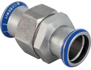 Picture of Geberit - Verschraubungen GEBERIT MAPRESS Wasser Edelstahl Rostfrei 1.4401 mit Überwurfmutter aus Edelstahl rostfrei, d mm: 35, G: 1 1/2, L cm: 8.2, Z cm: 3, Art.Nr. : 35394