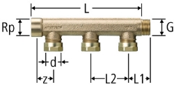 Picture of Nussbaum  86003 Optiflex-Verteiler gerade,  Grösse: DN 20 x 3, Art.Nr. 86003.23 - Nachfolgemodel 86003.43