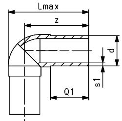 Picture of +GF+ ELGEF Plus Winkel 90° PE100 d90-315mm / SDR17 / Langschenklige Version, de mm: 140, Art.Nr.: 753100816
