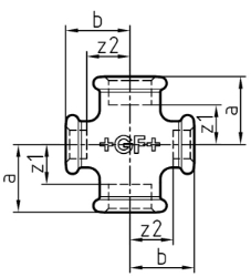 Picture of +GF+ 180 Kreuz, reduziert, ISO/EN C1, Dim. (1-2): 11/2" ‑ 1", Art.Nr.: 770180220