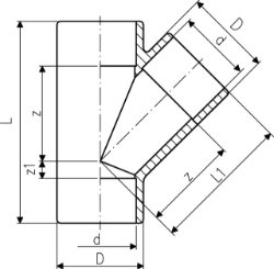 Picture of +GF+ T 45° egal PVC-U metrisch, Grösse: 63, Art.Nr.: 721250111