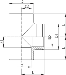Picture of +GF+ T 90° PVC-U metrisch Rp, Grösse: 50‑11/2", Art.Nr.: 721200210