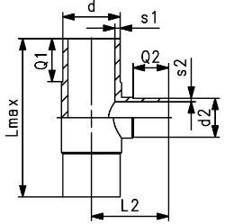 Picture of +GF+ ELGEF Plus T 90° reduziert PE100 d90-d315mm / SDR17 / Langschenklige Version, d mm: 110, Art.Nr.: 753200828