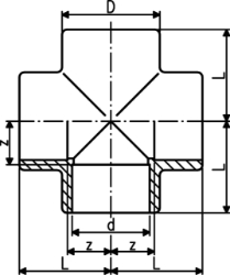 Picture of +GF+ Kreuz PVC-U metrisch, Grösse: 40, Art.Nr.: 721300109