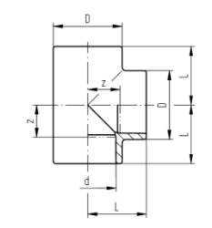 Picture of +GF+ SYGEF Standard T 90° egal PN16, Grösse: 40, Art.Nr.: 735200109