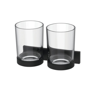 Picture of Bodenschatz - SIGNA Doppelglashalter schwarz matt mit Tritanglas, Art.Nr. : BA59SM515