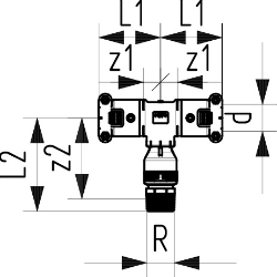 Picture of +GF+ INSTAFLEX Elektroschweiss T-Stück PB/Messing Mit Anschluss auf Aussengewinde, d mm: 25, Art.Nr.: 761069738