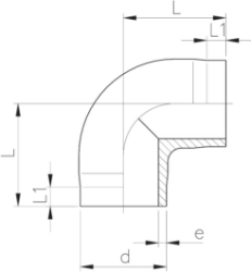 Picture of +GF+ SYGEF Standard Winkel 90° SDR21/PN16, Grösse: 50, Art.Nr.: 735108610