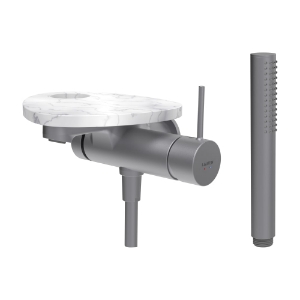 Bild von LAUFEN - ADA - Bademischer zu Simibox 1-Point, Ablage mit Loch, Ausladung 170 mm, mit Kunststoffschlauch 1600 mm, mit Handbrause TwinStick, Art.Nr. :HF506765505000