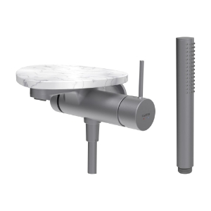 Bild von LAUFEN - ADA - Bademischer zu Simibox 1-Point, Ablage ohne Loch, Ausladung 170 mm, mit Kunststoffschlauch 1600 mm, mit Handbrause TwinStick, Art.Nr. :HF506765505060