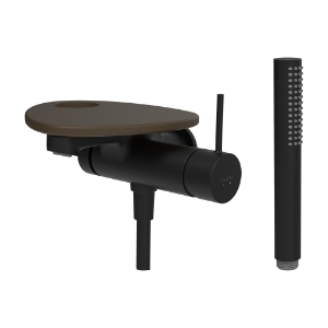 Bild von LAUFEN - ADA - Bademischer zu Simibox 1-Point, Ablage mit Loch, Ausladung 170 mm, mit Kunststoffschlauch 1600 mm, mit Handbrause TwinStick, Art.Nr. :HF506765514000