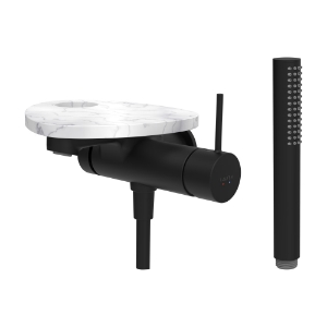 Bild von LAUFEN - ADA - Bademischer zu Simibox 1-Point, Ablage mit Loch, Ausladung 170 mm, mit Kunststoffschlauch 1600 mm, mit Handbrause TwinStick, Art.Nr. :HF506765515000