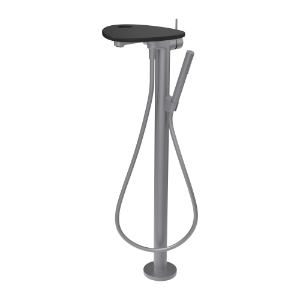 Bild von LAUFEN - ADA - Standsäulen-Bademischer, Ablage mit Loch, Ausladung 203 mm, mit Kunststoffschlauch 1250 mm, mit Handbrause TwinStick, Art.Nr. :HF506781503000