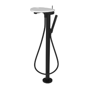 Bild von LAUFEN - ADA - Standsäulen-Bademischer, Ablage mit Loch, Ausladung 203 mm, mit Kunststoffschlauch 1250 mm, mit Handbrause TwinStick, Art.Nr. :HF506781511000