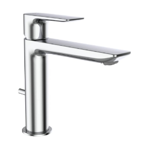 Picture of LAUFEN - CITYPLUS - Waschtischmischer, Ausladung 140 mm, Festauslauf, Eco+ Funktion, mit Ablaufventil, Chrom, Art.Nr. :HF505303100000