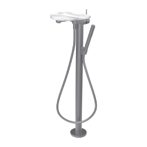 Bild von LAUFEN - ADA - Standsäulen-Bademischer, Ablage mit Loch, Ausladung 203 mm, mit Kunststoffschlauch 1250 mm, mit Handbrause TwinStick, Art.Nr. :HF506781505000