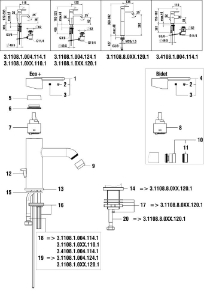 Picture of LAUFEN - GELENKMISCHDÜSE BIDET M24X1-15L/M CHRO, Art.Nr. :WI107445100000